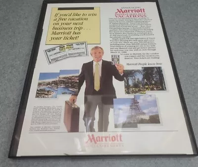 1987 Vintage Original Print Ad Marriot Hotels & Resorts Vacations Framed 8.5x11  • $18