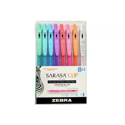 Zebra Sarasa Clip Gel Retract Pen 0.5mm Milky Set 8/Pk Asst Colors Office School • $16.40