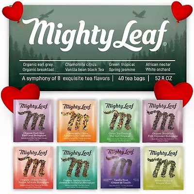 Mighty-Leaf Tea Bags Sampler Assortment (40 Silk Bags) Organic (8 Flavors) Trop • $55.97