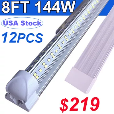 12Pack 8 Foot LED Shop Light Fixture 8FT T8 LED Tube Light 8' 144W Garage Light • $219.99