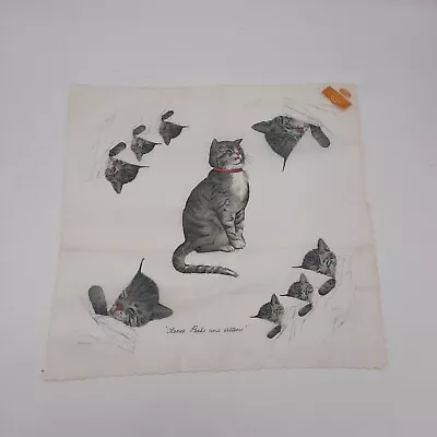 Vintage Chessie Tabby Cat Handkerchief Cotton Scalloped Edge Original Label • $25.63