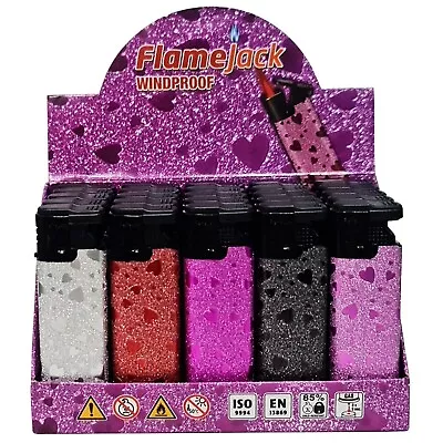 £3.99 • Buy FlameJack Jet Lighter Set GLITTER STARS Windproof Dustproof BLING Gas Refillable