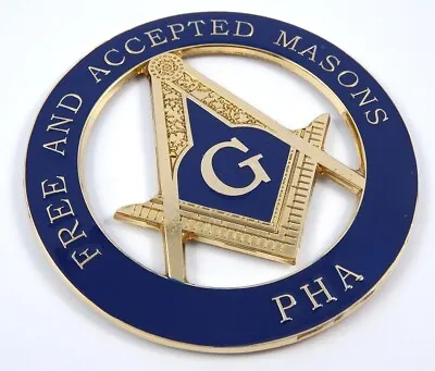 Mason Masonic PHA Free And Accepted Masons 3  Metal Car Emblem Decal MAS16 • $7.99