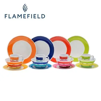 Flamefield Colours 16 Piece Melamine Set Tableware Camping Caravan Motorhome  • £31.49