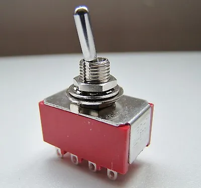 £4.50 • Buy 4PDT Four Pole Miniature Flick Toggle Switch On-On Double Throw Panel Mount SW24