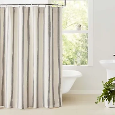 $40 • Buy Stripe Shower Curtain Grain Sack Country Farmhouse Bathroom Decor