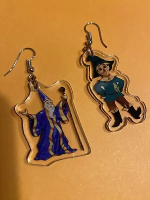 Wizard Of Oz Earrings The Wizard And Scarecrow Acrylic Photo Quirky Jewellery • £4.99