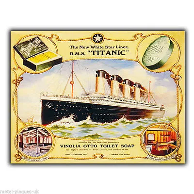 SIGN METAL WALL PLAQUE TITANIC Vinolia Soap - Travel Poster Art Print Picture • £4.45