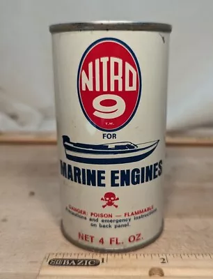 Vintage Nitro 9 Marine Engine Can Gas Additive Shop Garage Man Cave Collectible • $6