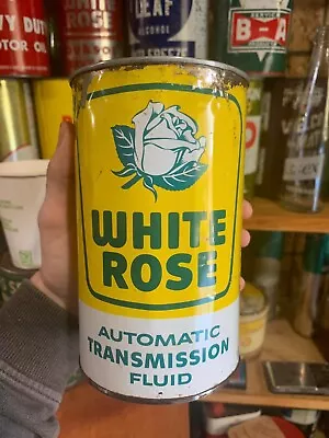 SCARCE 1950's VINTAGE WHITE ROSE AUTOMATIC TRANSMISSION FLUID IMPERIAL QUART CAN • $401.04