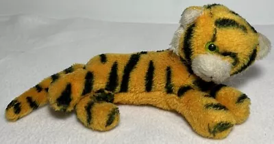 Vintage Dakin Tiger Plush Laying Down With Green Glass Eyes Well Loved • $9.95