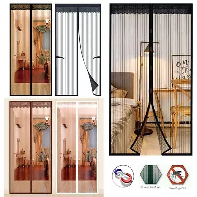 UK Magic Curtain Door Mesh Magnetic Fastening Mosquito Fly Bug Insect Net Screen • £3.98