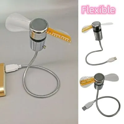 $18.70 • Buy Adjustable LED Light Laptop USB Fan LED Clock Real Time Mini Fan