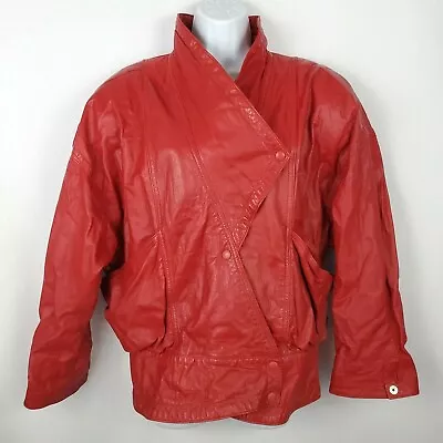 $41.59 • Buy Vakko Red Leather Jacket Size XS Vintage 80s Made In USA