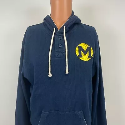 Adidas Michigan Wolverines Henley Hoodie Sweatshirt NCAA College Size L • $31.49