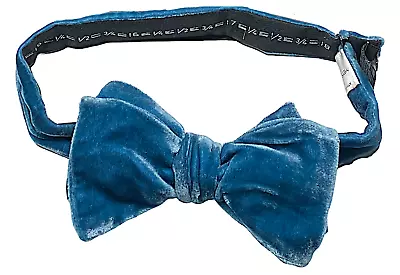 New Paul Smith Dandy Bow Tie Turquoise Blue Crushed Velvet Self Tie $125 Box • $59