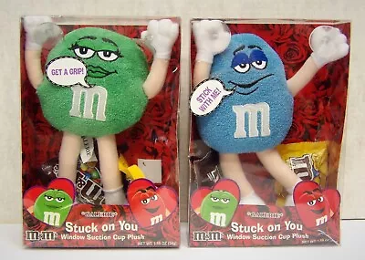 M&M's GREEN & BLUE  Stuck On You  Suction Cup Plushes NIB - Lot Of 2 061223WT • $25.94