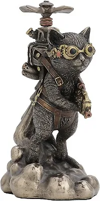 Cold Cast Bronze Steampunk Cat Propeller Animal Collecitble Figurine • $32.92