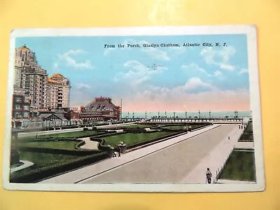 Glaslyn-Chatham Hotel Atlantic City New Jersey Vintage Postcard View From Porch • $1.99