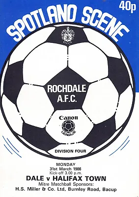 Rochdale V Halifax Town 31/03/1986 • £3.50