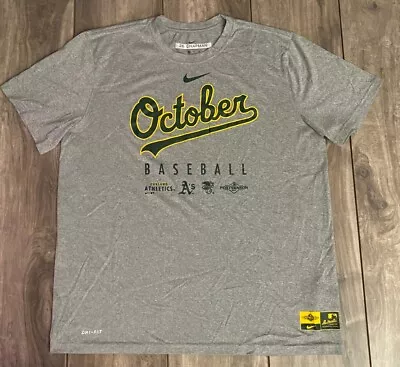 Team Issued Nike Oakland Athletics A's Postseason MLB Baseball Tee Shirt Mens XL • $19.99