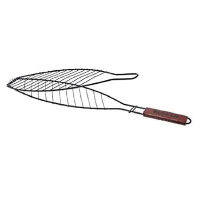 Barbeque Non Stick Fish Grill With Wood Handle BBQ 15 X 5.5 Inch • $24.98