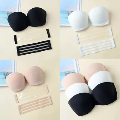 £8.39 • Buy Bridal Women Multiway Strapless Padded Push Up Bra Invisible Clear Back Straps 