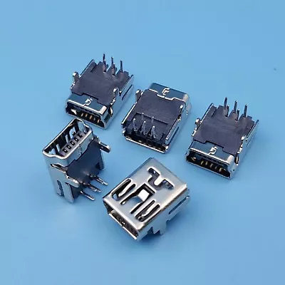 100Pcs Mini USB Type B Right Angle 2Legs Female Socket 5Pin DIP PCB Connector • $6.99