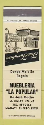 £3.87 • Buy Matchbook Cover - Muebleria La Popular Furniture Manati Puerto Rico WEAR