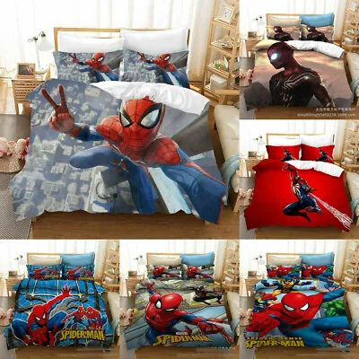 Marvel Spider-Man Bedding Set 3PCS Duvet Cover Pillowcase Fans Comforter Cover • $62.53