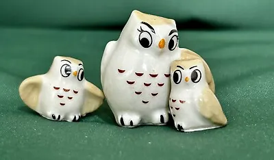 Vintage Wade Set Of 3 Happy Families Owls Ornaments Figures • £13