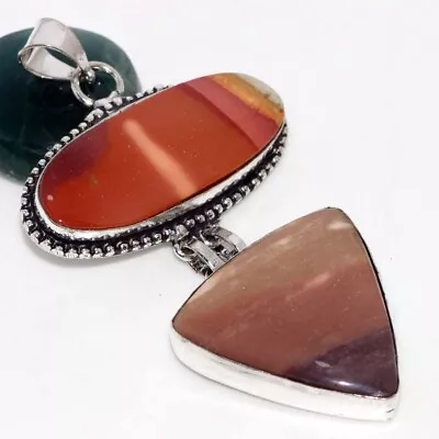 925 Silver Plated-Mookaite Ethnic Long Gemstone Handmade Pendant Jewelry 3  JW • $1.99