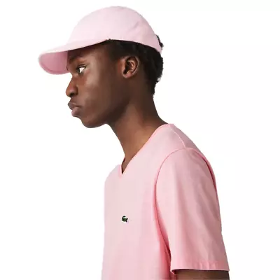 Men's Lacoste Pink Short Sleeve Pima Cotton V-Neck Jersey T-Shirt • $47.20