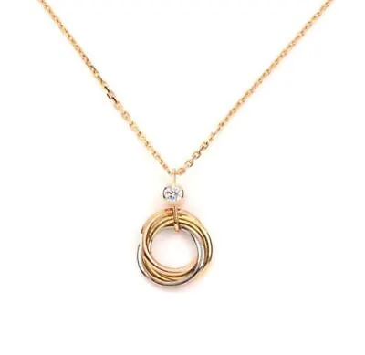 Cartier Trinity Diamond 18k Tri Gold Pendant Necklace • $2150