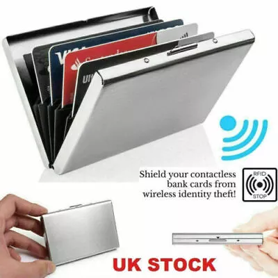£4.09 • Buy Wallet Card Holder Mens Leather Metal RFID Blocking Slim Men Credit Money Clip