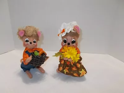 2 ANNALEE HARVEST THANKSGIVING  Mouse With Hats- Flowers & Vegetables NWOT 7  • $24.99
