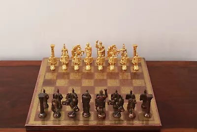 Chess Board Brass Chess Piece Coin Vintage Home Decor Gift Box Metal Chess Board • $200