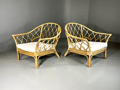EB5691 2 Vintage 1980s Wicker Chairs. Retro. VBER • £180