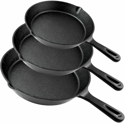 £11.49 • Buy Cast Iron Frying Pan Non Stick Pre Seasoned Skillet Bbq Grill Set