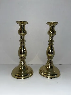 Pair Of Virginia Metalcrafters Brass Candlesticks Candle Holders 10 3/4” • $64.99