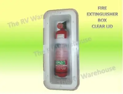 Fire Extinguisher Box Clear Hinged Door Caravan Boat RVSafety Storage 4x4 PARTS • $78.95