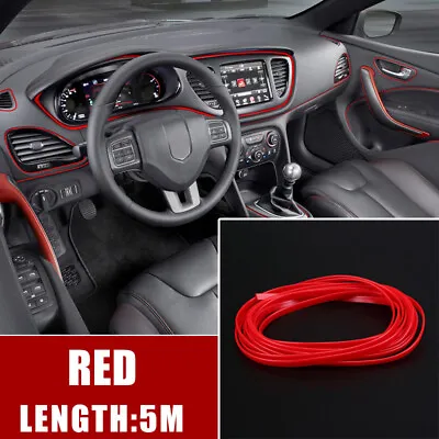 5M Car Interior Door Gap Edge Line Molding Trim Strip Decorate Accessories Red M • £4.27