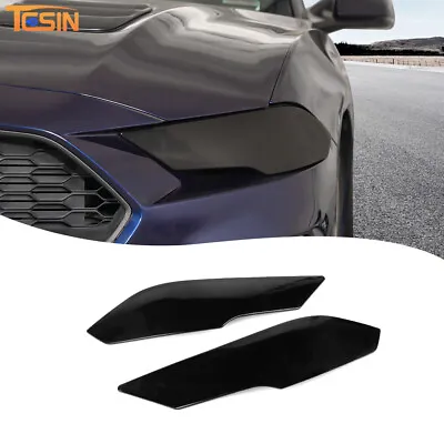 Smoked Black Front Headlight Lamp Cover Guard Trim For Ford Mustang 2018+ Parts • $69.99