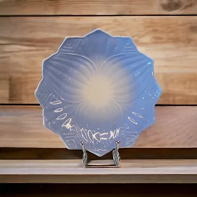 Vtg Anchor Hocking Fire King Lotus Flower 8  Plate Milk Glass UV Glow Blue • $14.99