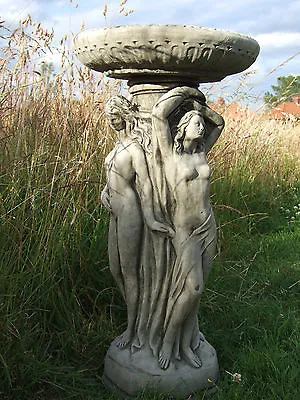 Large Garden Bird Bath Feeder Hand Cast Stone Outdoor Garden Ornament 77cm Gift • £136.90