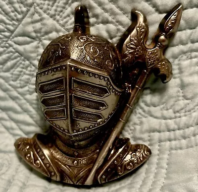 Medieval Knight Bust  Metal Armor  Wall Decor Plaque Box History Collectible • $45