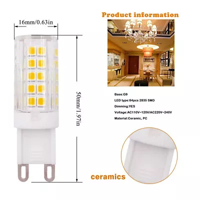 1x G9 LED Bulb 110V/220V 6W (60W) 64-2835SMD Ceramic Base Light Warm/White  • $2.75