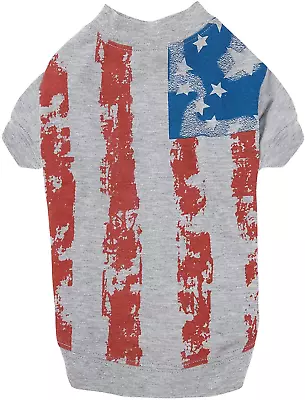 Zack & Zoey America's Pup Flag-Print Tee Shirt For Dogs 14  Small/Medium Size • $12.05