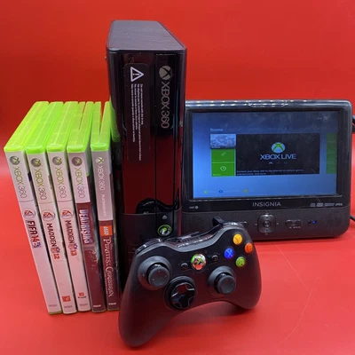 Xbox 360 Slim Console E 4GB Bundle With Controller  Cables  & 5 Games • $99.99