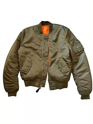 Alpha Industries MA-1 Flight Bomber Jacket Reversible Military Green Size Medium • $89.87